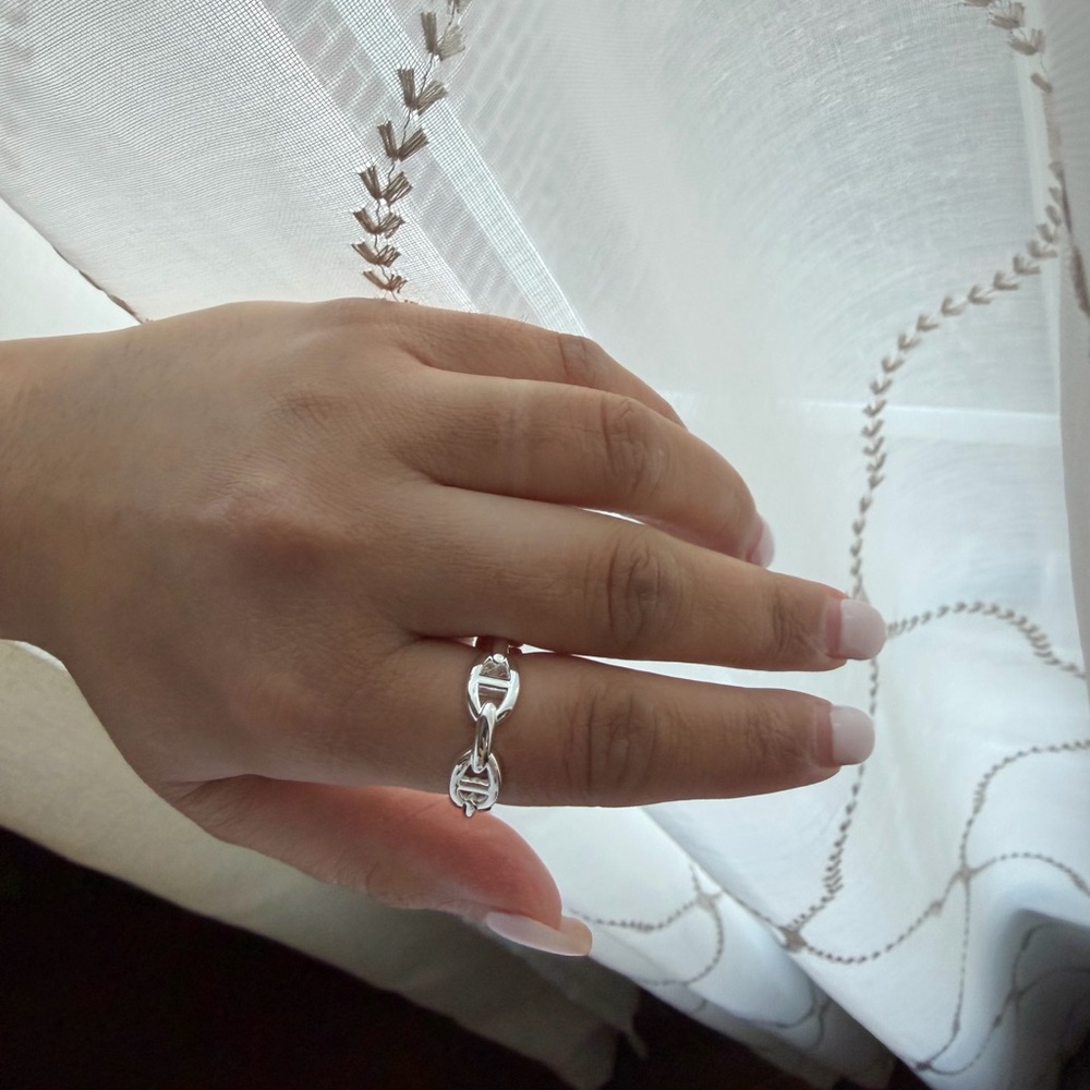 Sterling Silver Linked Chain Ring - Silver - image 2